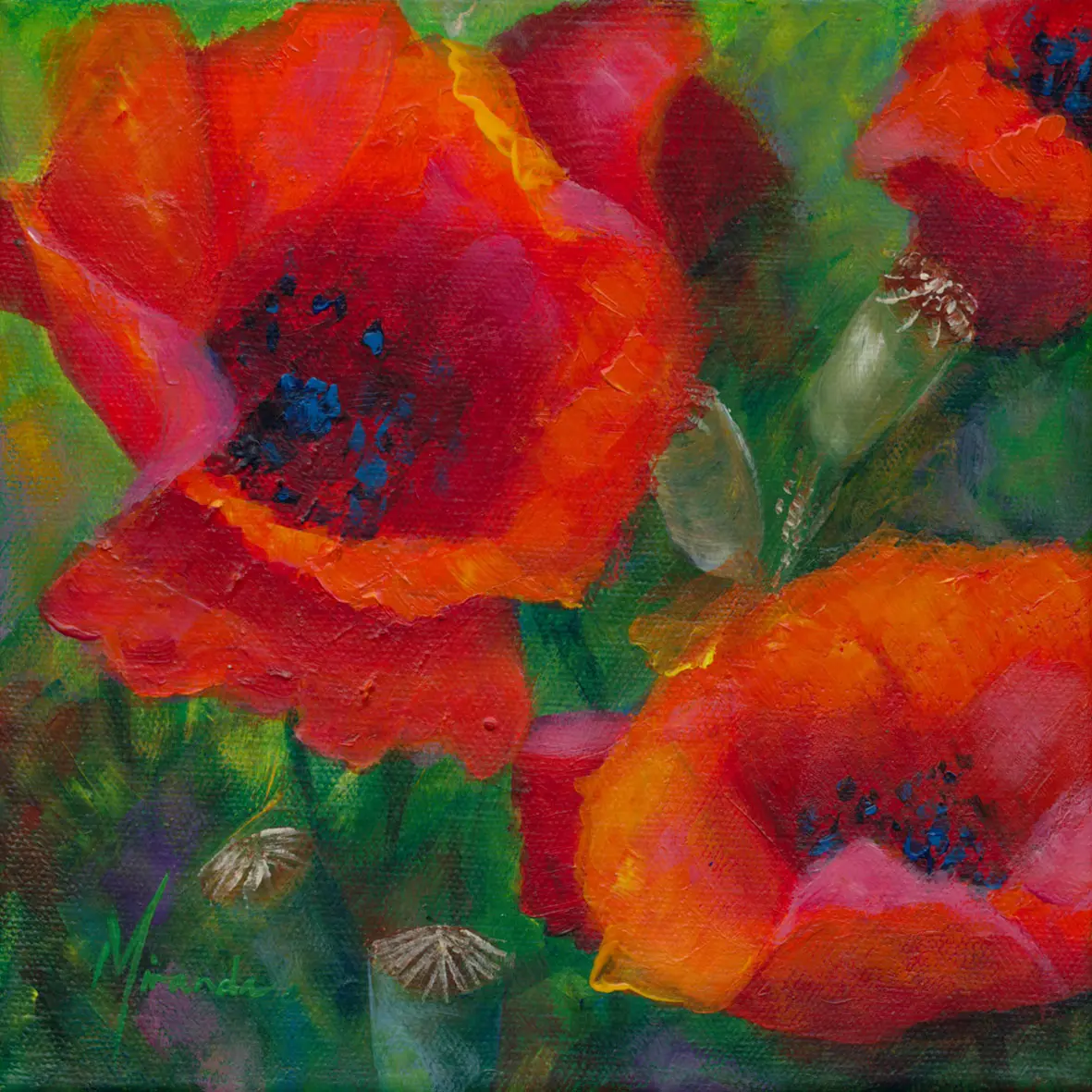 Poppy Field I - mixed media artwork