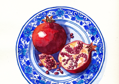 Pomegranates - watercolour artwork by Miranda Gerber